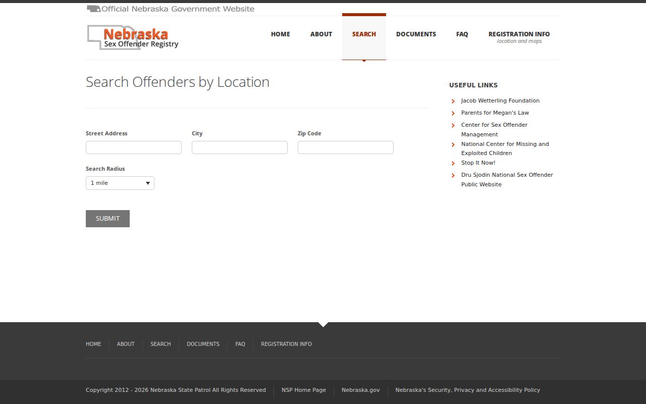 Banner County sex offender registry street address and radius search